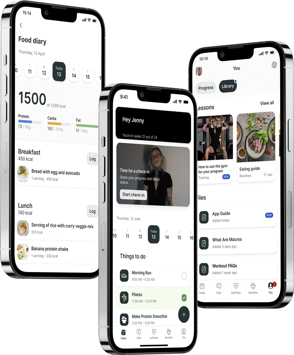 A mockup of the coaching app showcasing the features.